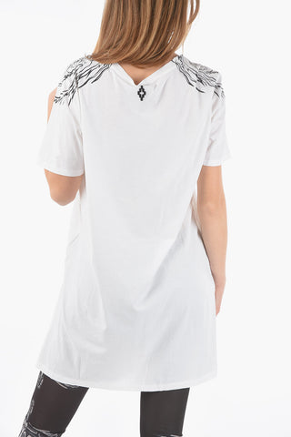 Crewneck Short Sleeved TARA LONG Printed Asymmetric T-shirt
