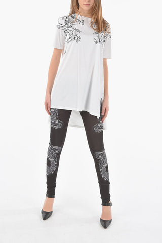 Crewneck Short Sleeved TARA LONG Printed Asymmetric T-shirt