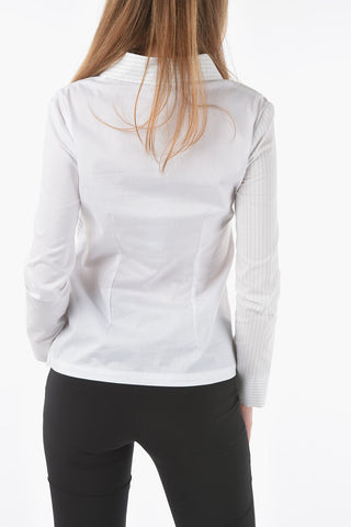 Pinstriped Half ORIONE Shirt with Wrap Detail