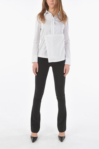 Pinstriped Half ORIONE Shirt with Wrap Detail