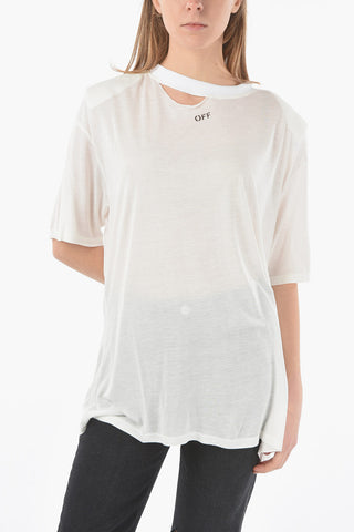 Logo Printed SHOULDER PAD Short Sleeved Crewneck T-shirt