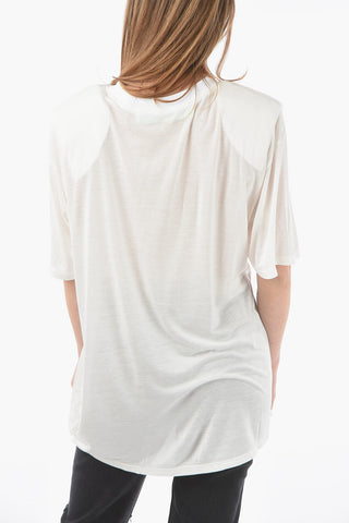 Logo Printed SHOULDER PAD Short Sleeved Crewneck T-shirt