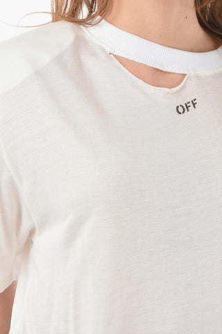 Logo Printed SHOULDER PAD Short Sleeved Crewneck T-shirt