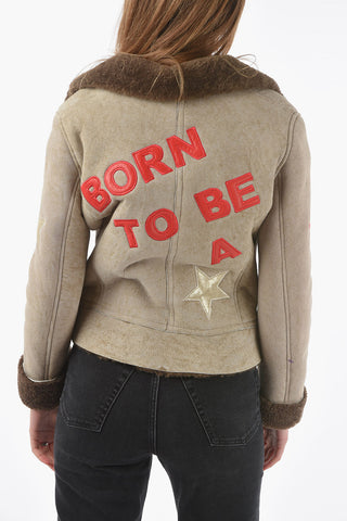 Bestickte Shearlingjacke