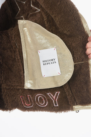 Bestickte Shearlingjacke