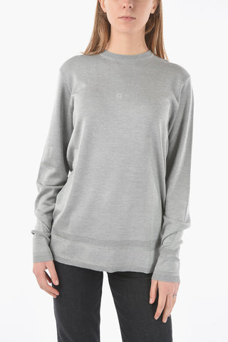 Silk Crewneck Sweater with Logo Embroidery