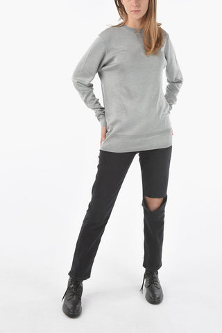 Silk Crewneck Sweater with Logo Embroidery