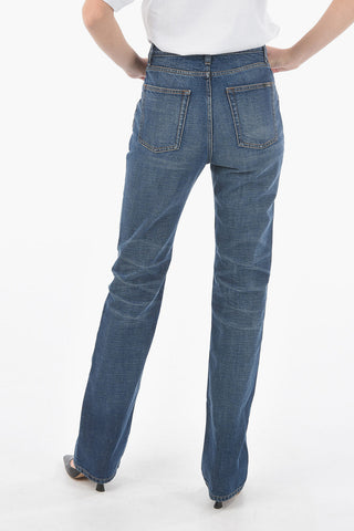 Dark-washed High-waisted Jeans with Belt Loops