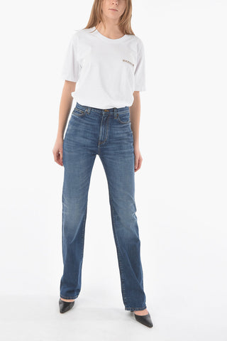 Dark-washed High-waisted Jeans with Belt Loops