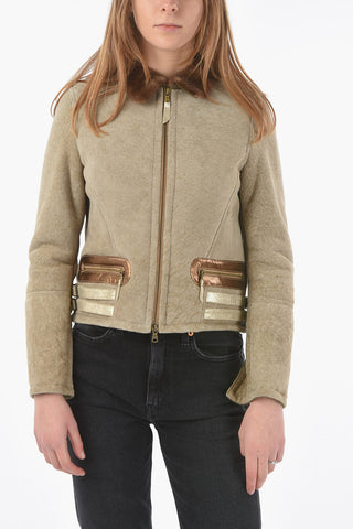 Bestickte Shearlingjacke