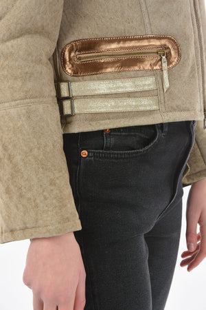 Bestickte Shearlingjacke