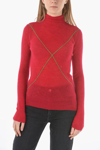 Mohair Turtle-neck Sweater with Contrasting Logo