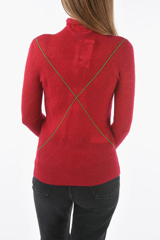 Mohair Turtle-neck Sweater with Contrasting Logo