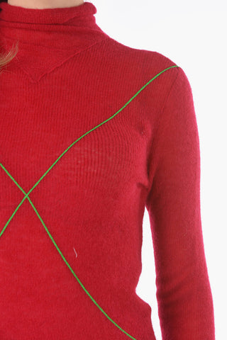 Mohair Turtle-neck Sweater with Contrasting Logo