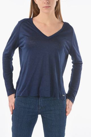 Maglia Scollo a V SLUB Leggra in Lino