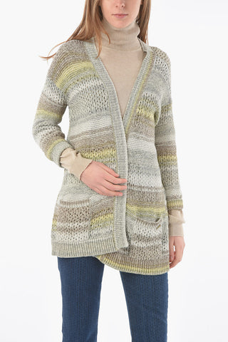 Cable Knit Cotton Openwork Maxi Cardigan