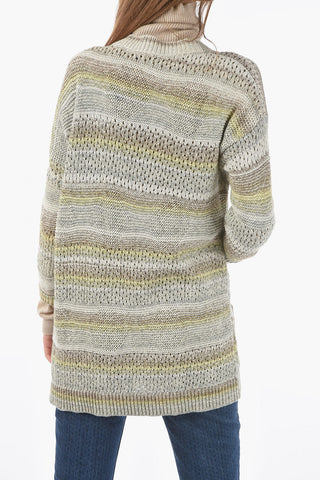 Cable Knit Cotton Openwork Maxi Cardigan