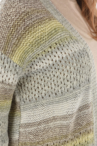 Cable Knit Cotton Openwork Maxi Cardigan