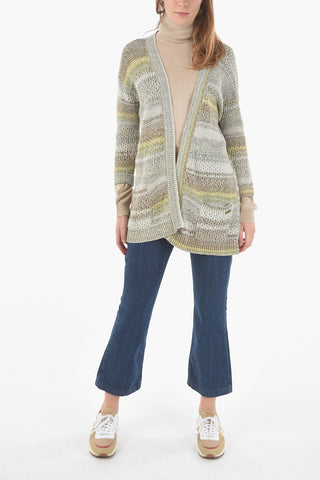 Cable Knit Cotton Openwork Maxi Cardigan