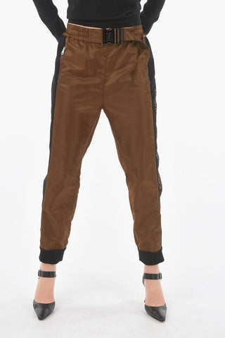 Tech Fabric Belted Joggers with Embroidered Logo