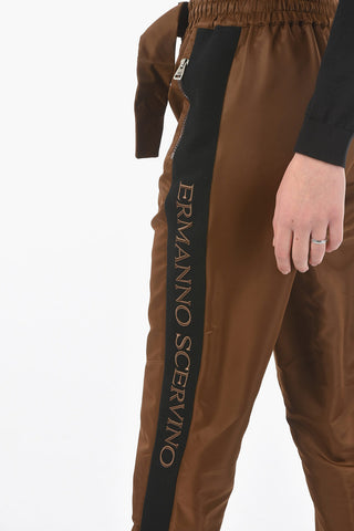 Tech Fabric Belted Joggers with Embroidered Logo