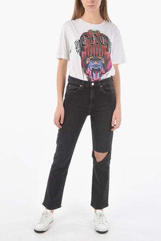 Jeans a Gamba diritta con Dettaglio Cut-out al Ginocchio