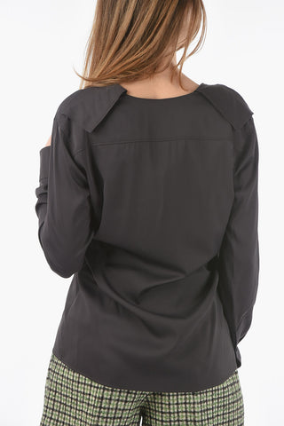 Long Sleeved Blouse With Flapped Neckline