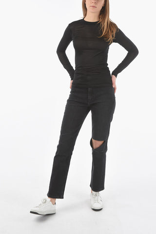 T-shirt in Seta a Manica Lunga