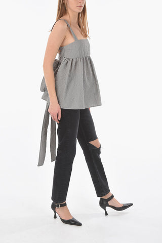 Top Peplum JOSIE in Matelassé con Cintura in Vita