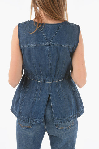 Zipped Denim FLUID Top With Drawstring