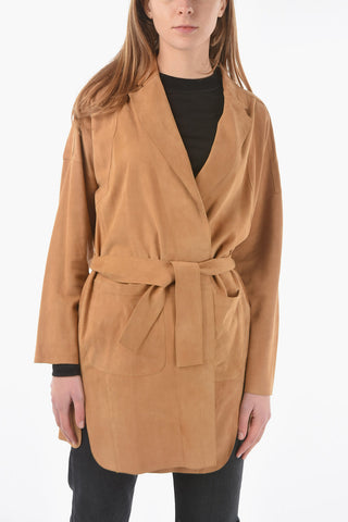 Suede Unlined Coat with Belt