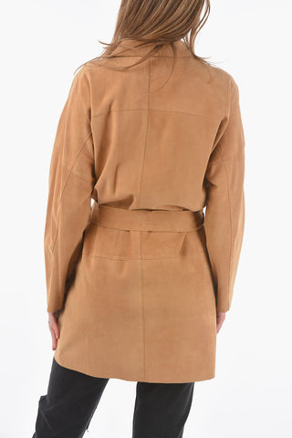 Suede Unlined Coat with Belt