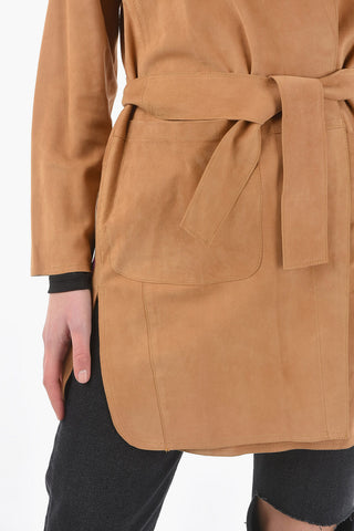 Suede Unlined Coat with Belt