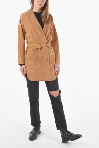 Suede Unlined Coat with Belt