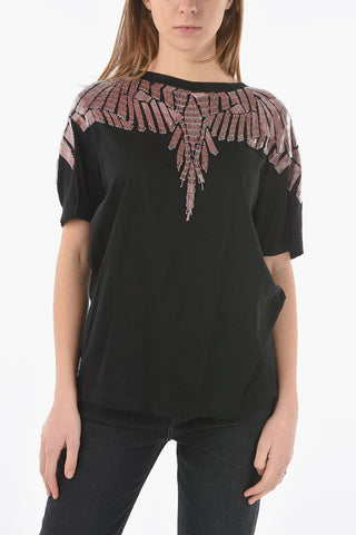 Short Sleeved Crewneck SOFIA T-shirt Embellished With Beads