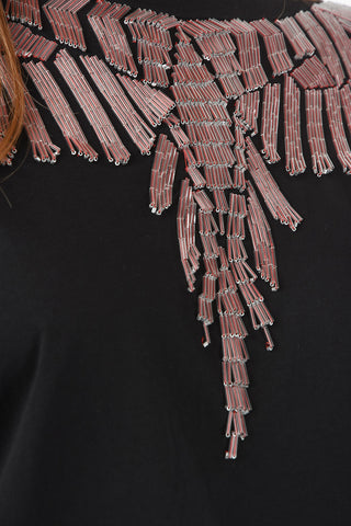 Short Sleeved Crewneck SOFIA T-shirt Embellished With Beads