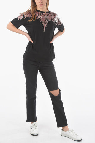 Short Sleeved Crewneck SOFIA T-shirt Embellished With Beads