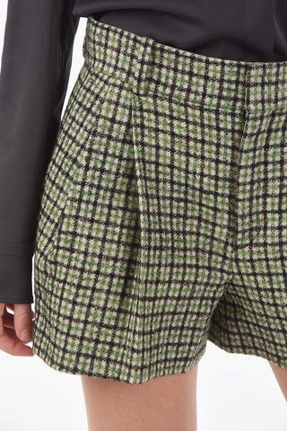 Lama-wool Flannel Shorts in Tattersall Check