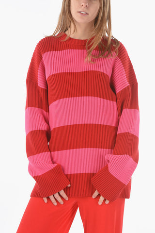 Crew Neck Awning Stripe Cotton UNISEX Pullover