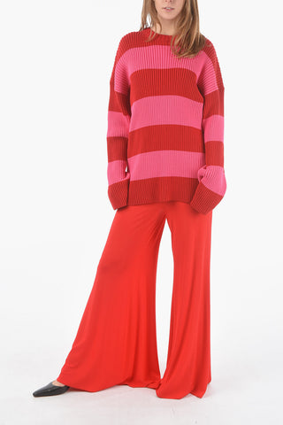 Crew Neck Awning Stripe Cotton UNISEX Pullover