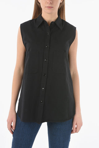 Sleeveless Shirt with Double Breast Pocket