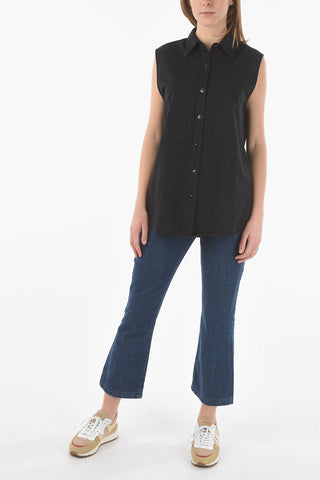 Sleeveless Shirt with Double Breast Pocket