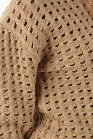 V-Neck Wool Blend Mesh Pullover