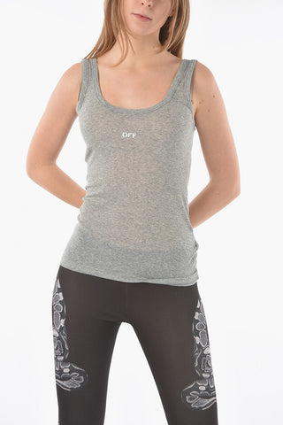 Printed Logo Ribbed WIFE BEATER Tank Top