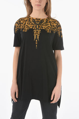 Crewneck Short Sleeved PENELOPE LONG Printed Asymmetric T-shirt