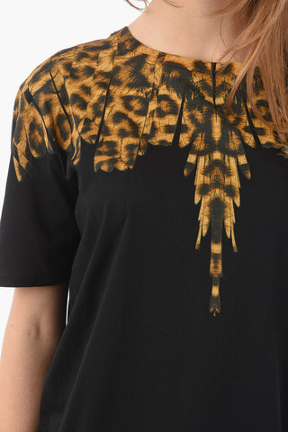 Crewneck Short Sleeved PENELOPE LONG Printed Asymmetric T-shirt