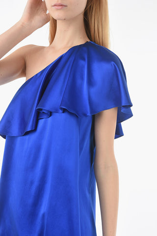 One-Shoulder Silk Satin Minidress