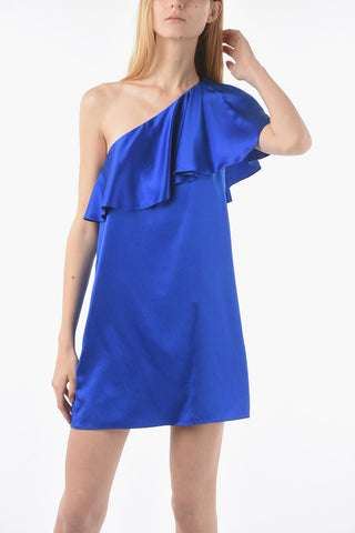 One-Shoulder Silk Satin Minidress