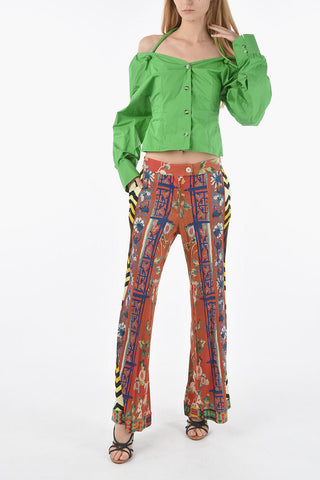 Patterned Bootcut Pants