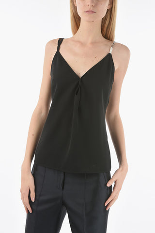 V-neck Top with Chain-strap